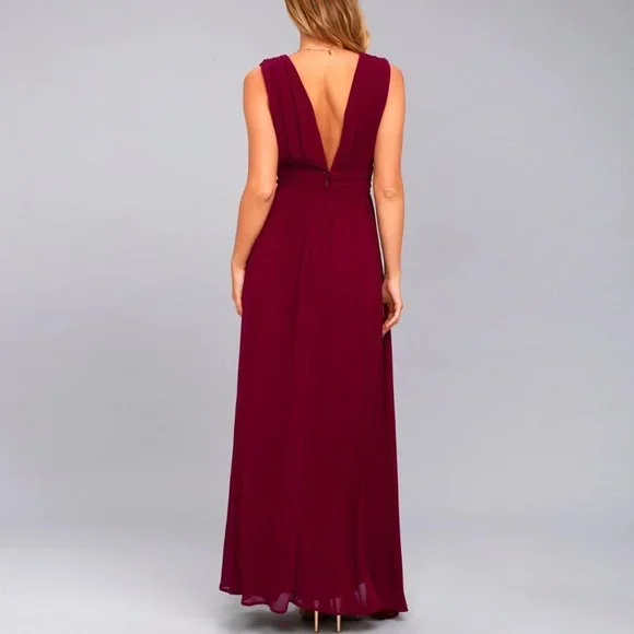 Heavenly Hues Burgundy Maxi Dress - Picture 4 of 5